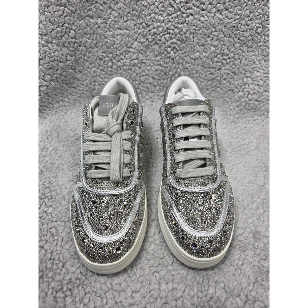 Jimmy Choo Hawaii Crystal Satin & Leather Sneaker‎ Women's EU36.5 US 6.5 - Picture 2 of 16